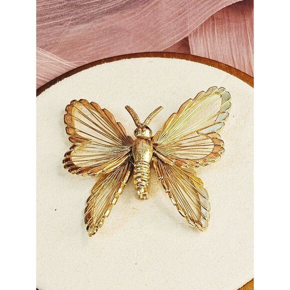 Monet Jewelry - Vintage Monet Golden Butterfly Brooch Pin Jewelry